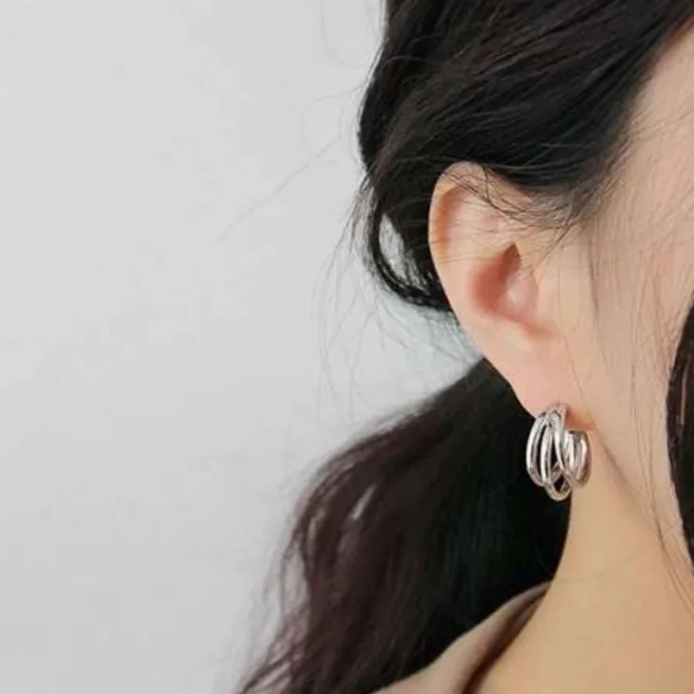 Glossy Silver Hoop Earrings